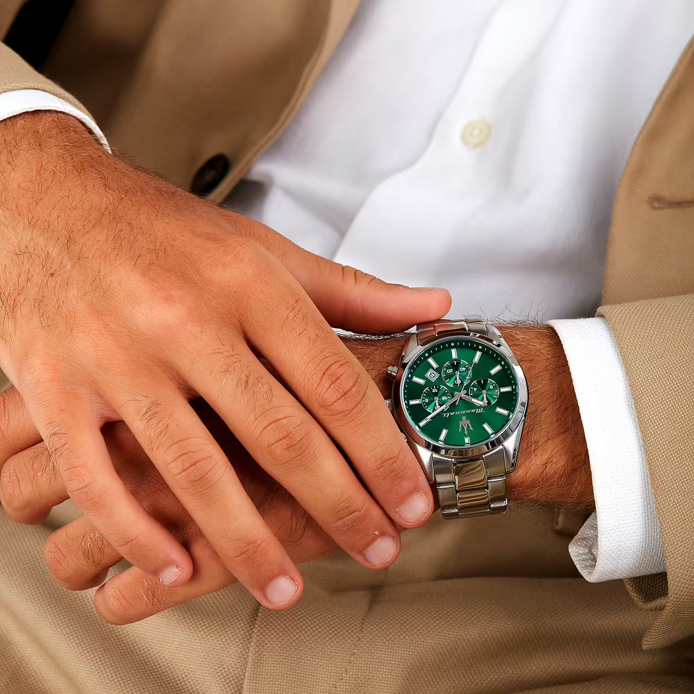 Orologio Maserati Attrazione Multifunzione 43 Mm Acciaio Braccialato Verde