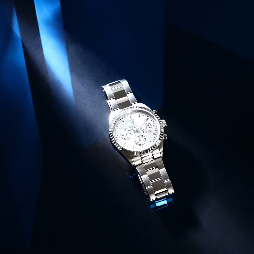 Orologio Maserati Competizione Multifunzione 43 Mm Acciaio Braccialato Quadrante Silver