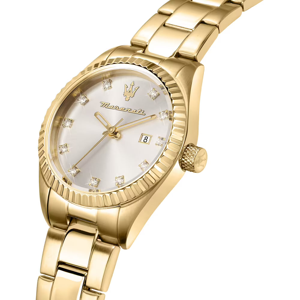 Orologio Maserati Competizione Lady 31 Mm Pvd Oro Braccialato Silver