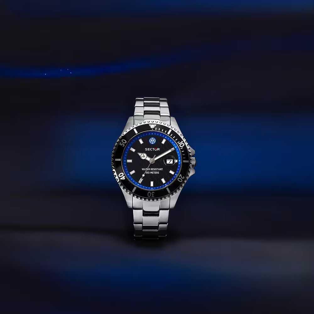 Orologio Sector 230 Inter 43 Mm Acciaio Braccialato Nero/Blu