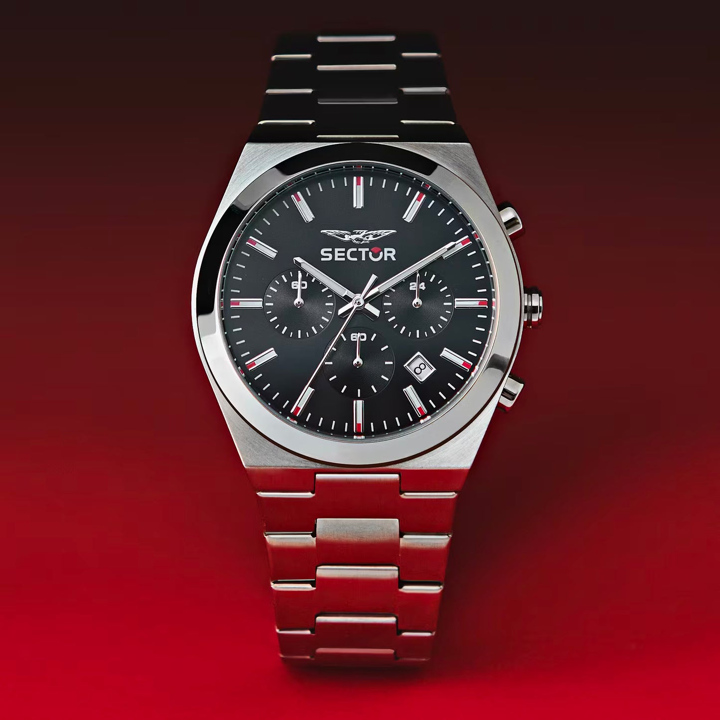 Orologio Sector C300 Chrono 42 Mm Acciaio Braccialato Satinato Nero