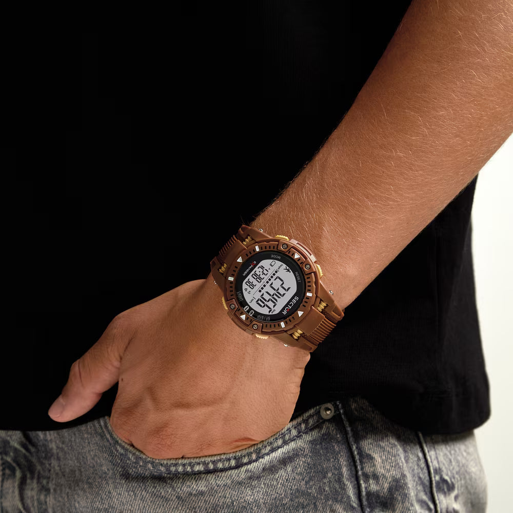 Orologio Sector Ex-54 Digitale 51 Mm Policarbonato e Silicone Marrone/Dorato