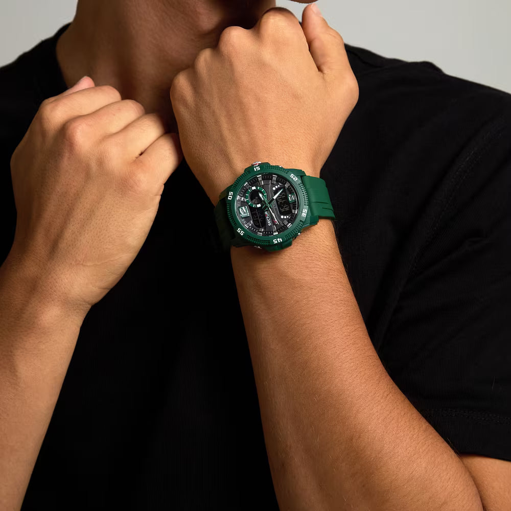 Orologio Sector Ex-56 Analogico Digitale 46 Mm Policarbonato e Silicone Verde