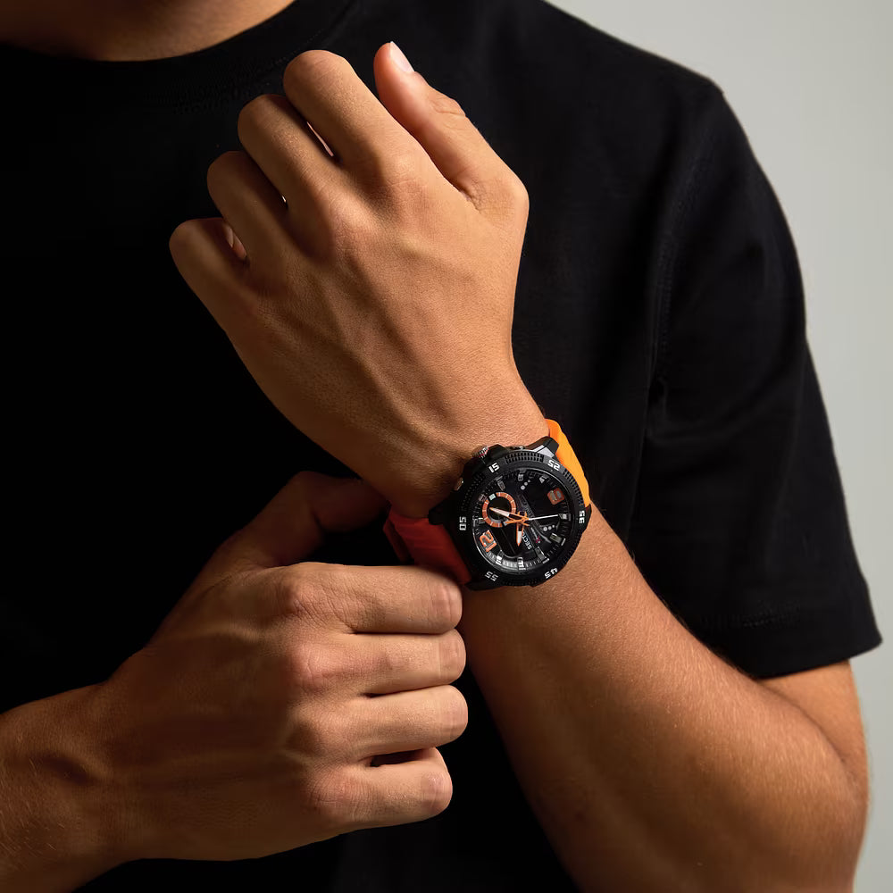 Orologio Sector Ex-56 Analogico Digitale 46 Mm Policarbonato Nero Silicone Arancione