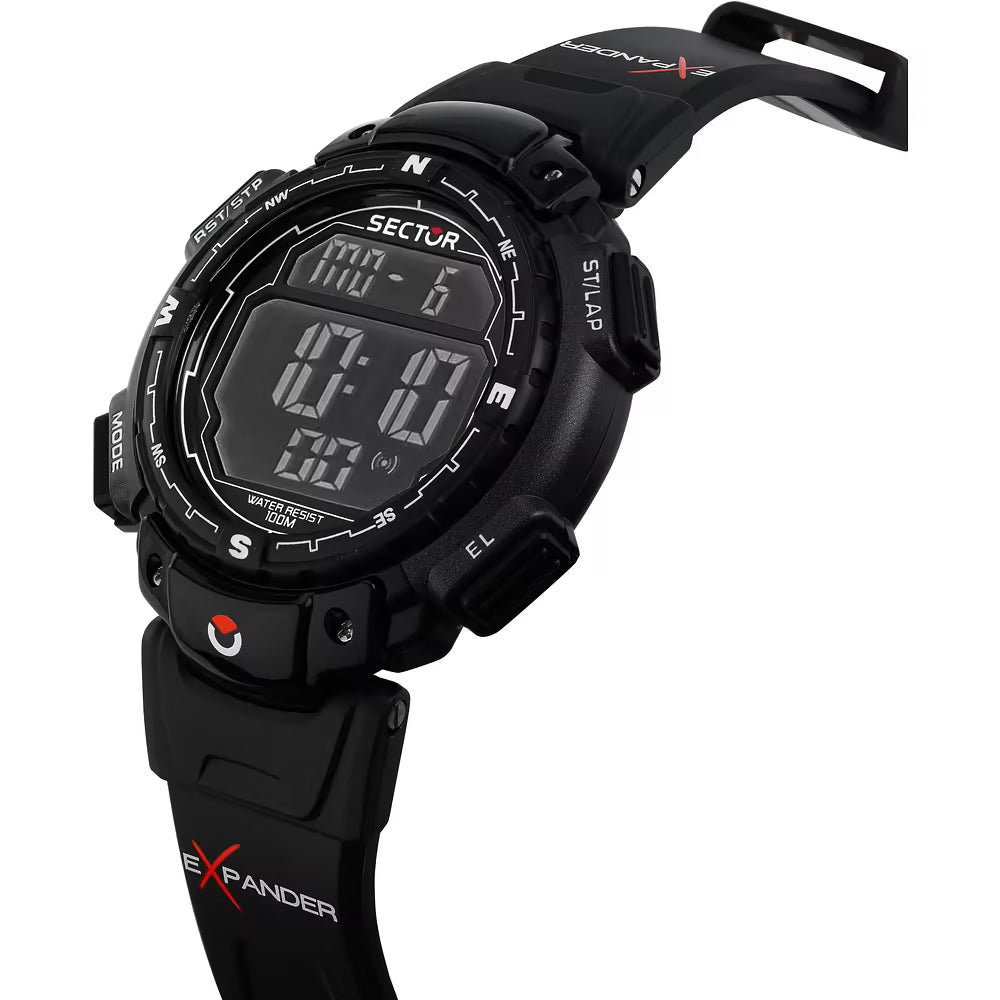 Orologio Sector Expander Street 51 mm Rotondo Digitale Gomma Nera
