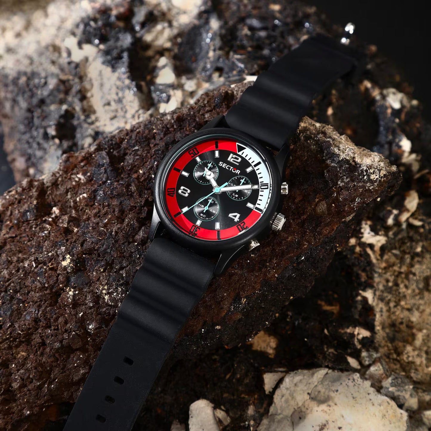 Orologio Sector H2O Chrono 43 Mm Policarbonato Cinturino Gomma Nero