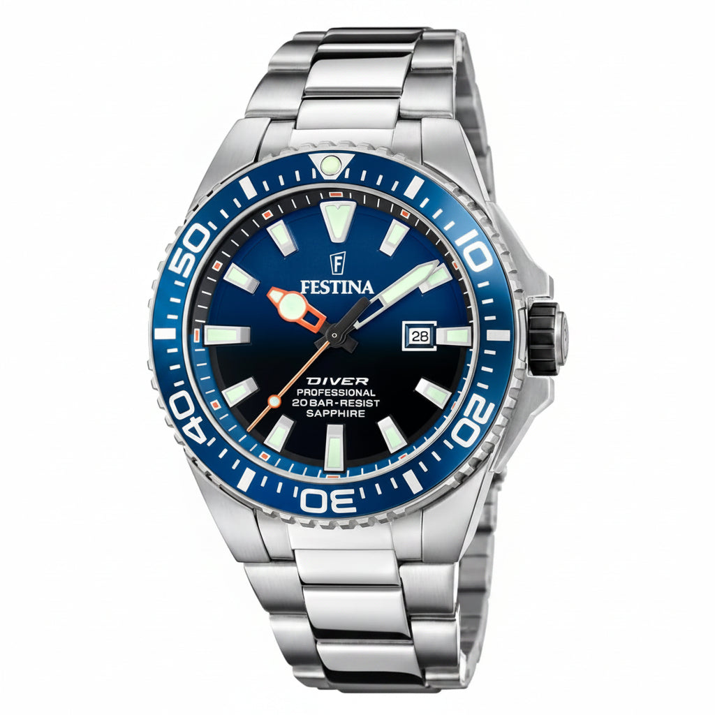 Orologio Festina The Originals 45,7 Mm Acciaio Braccialato Blu Sfumato Nero