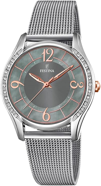 Orologio Festina Mademoiselle Lady 36 Mm Acciaio/Zirconi Braccialato Maglia Milanese