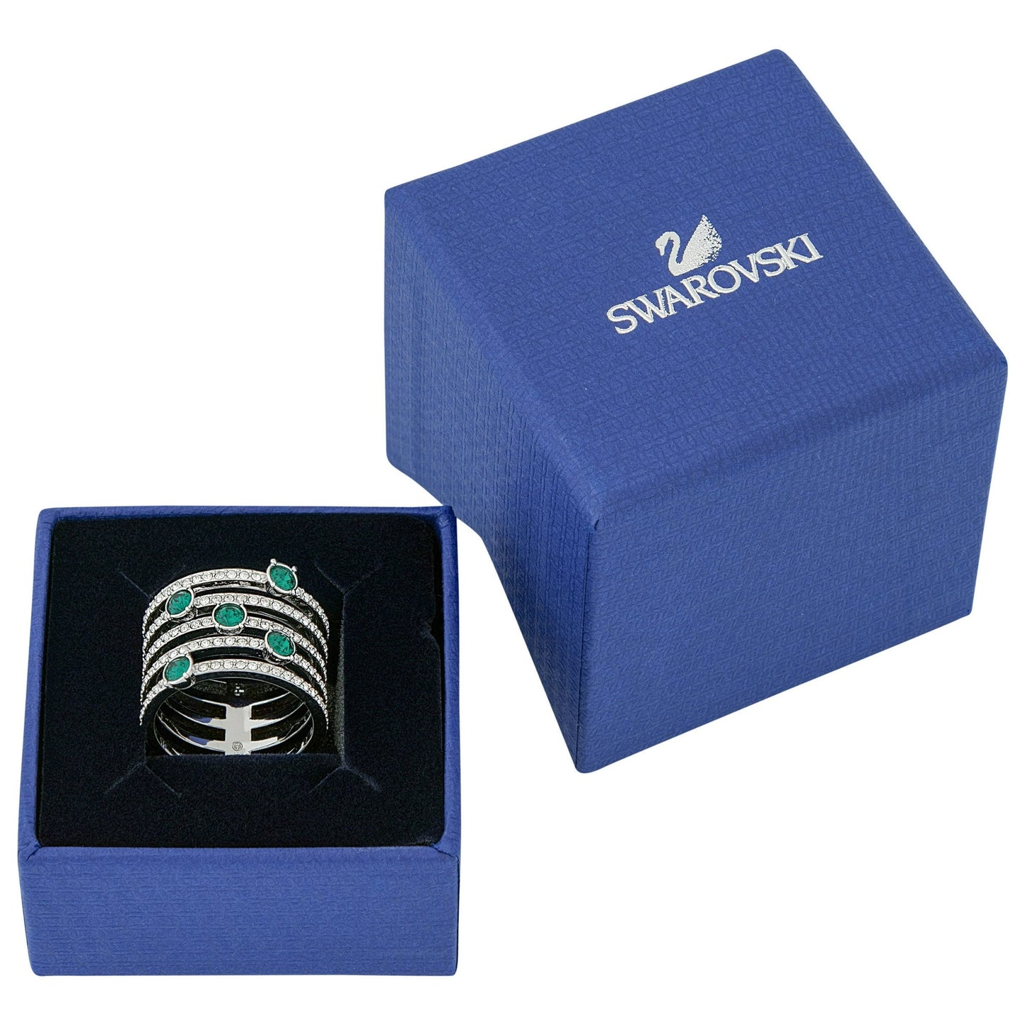 Anello Swarovski Creativity Taglio Round, Verde, Bianco, Placcato rodio  - Misura 58