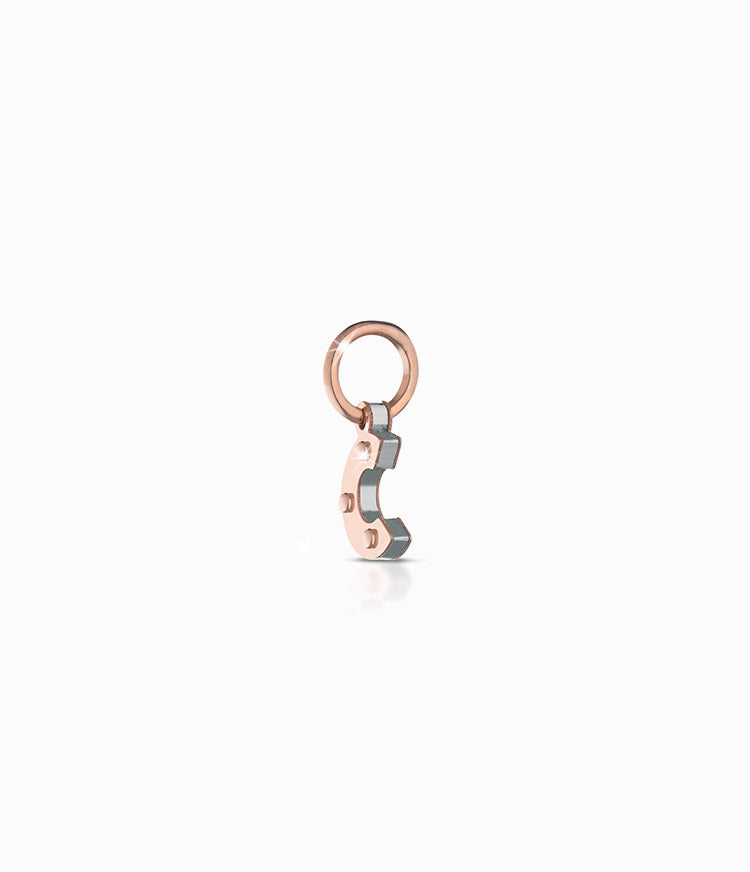Ciondoli Lebebé Lockyourlove Lettera C Oro Rosa 9 Kt e Argento Cordino Bianco