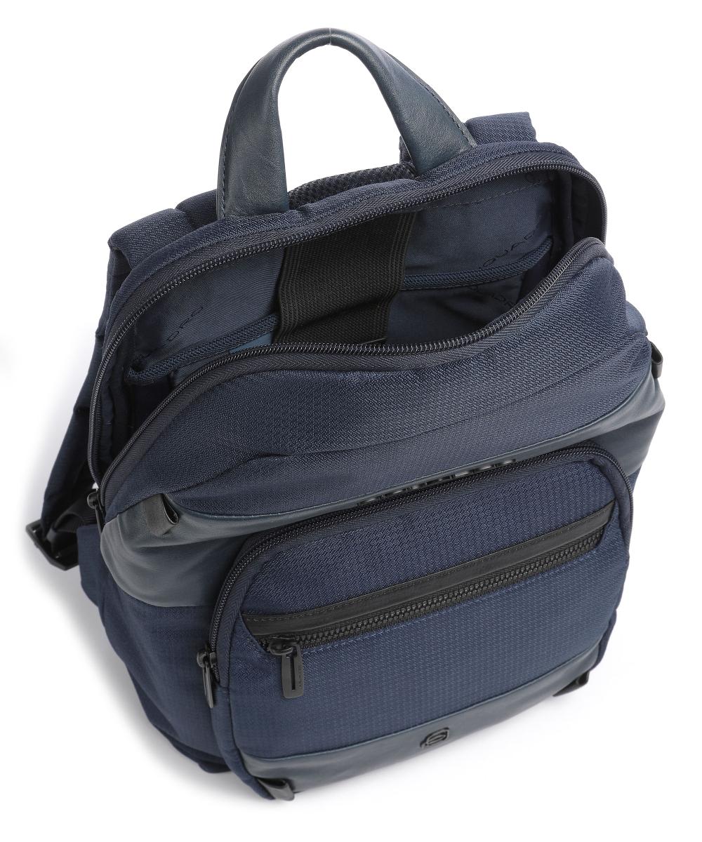 Zaini Piquadro Zaino Porta Pc Ipad In Tessuto Inserti Pelle Blu
