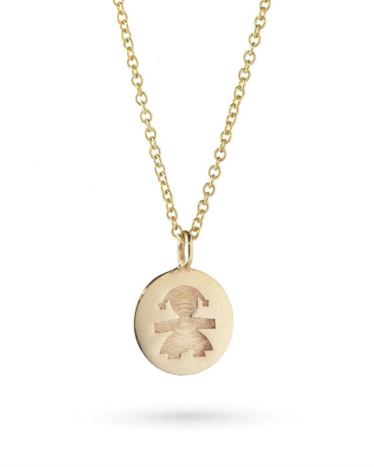 Collana Lebebé Le Coccole Con Medaglietta Bimba Oro Giallo 9 Kt