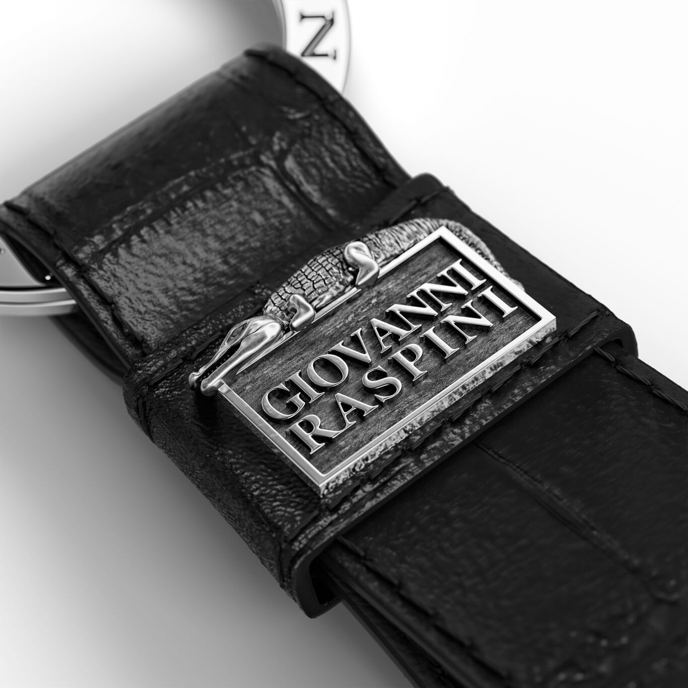 Portachiavi Giovanni Raspini Pelle Croco Nera