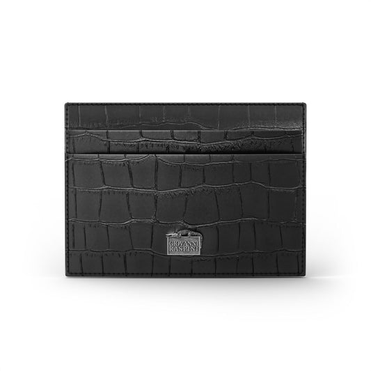 Portacarte Giovanni Raspini Pelle Croco Nera