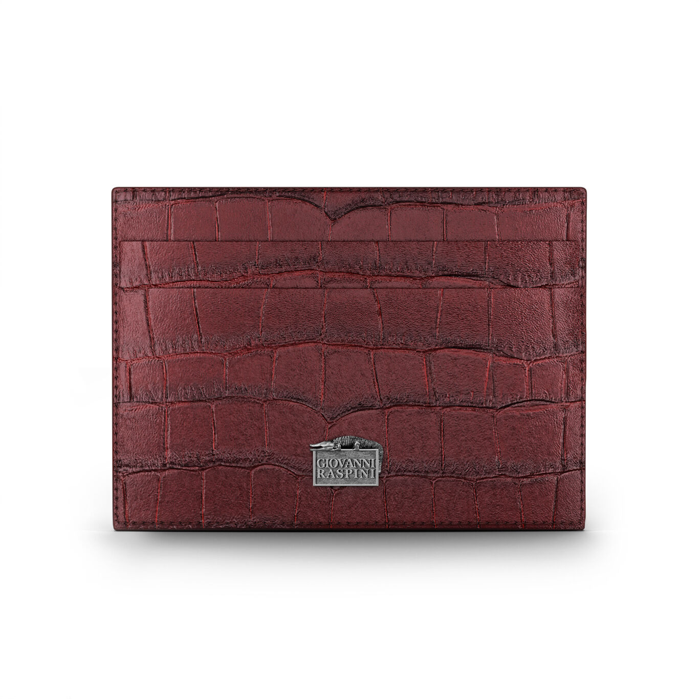 Portacarte Giovanni Raspini Pelle Croco Borgogna