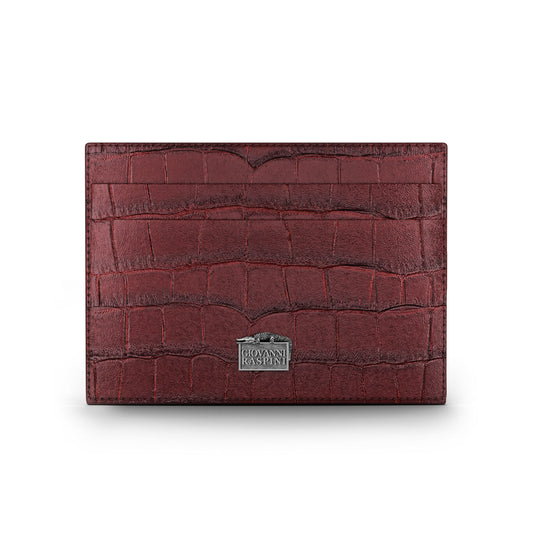 Portacarte Giovanni Raspini Pelle Croco Borgogna