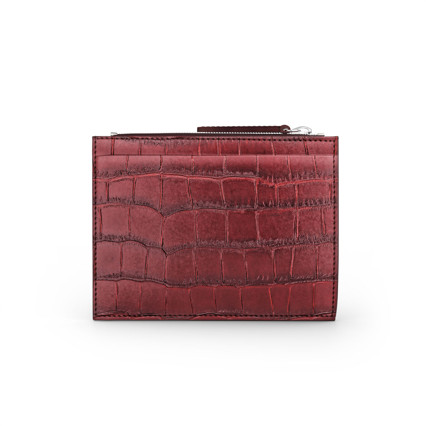 Portacarte Giovanni Raspini con Zip Pelle Croco Borgogna