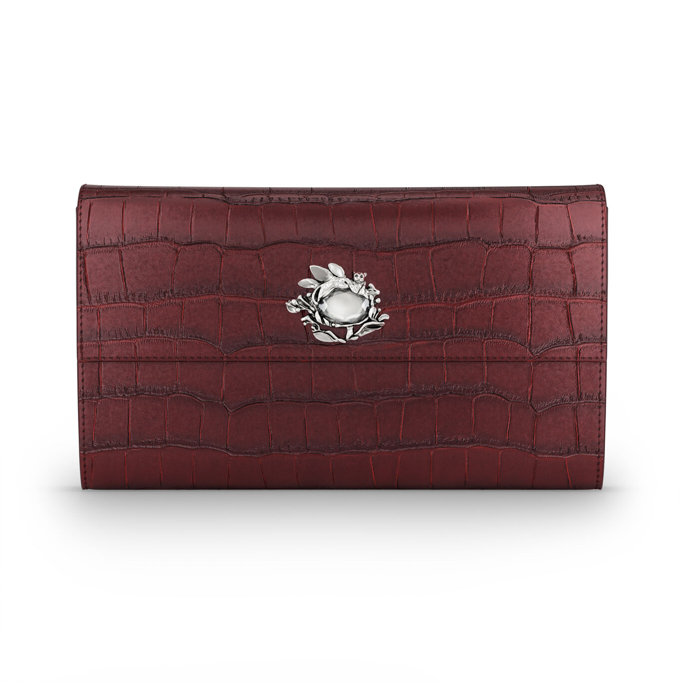 Portafogli Giovanni Raspini Continental Jungle Pelle Croco Borgogna