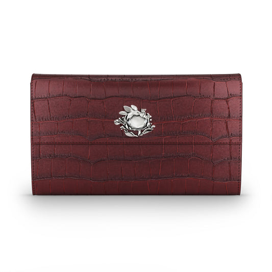Portafogli Giovanni Raspini Continental Jungle Pelle Croco Borgogna