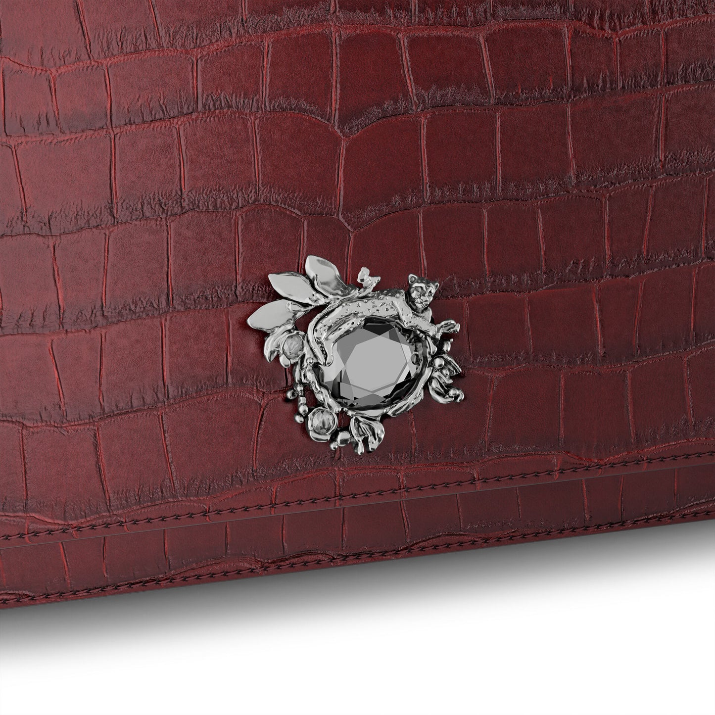Pochette Giovanni Raspini Jungle Pelle Croco Borgogna