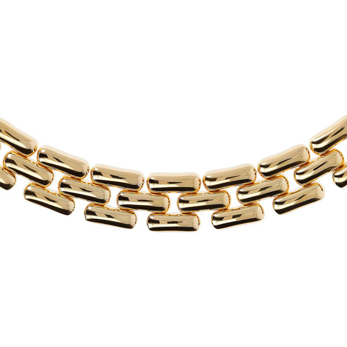 Collana Girocollo Etrusca Catena Pantera Lega Golden Placcata Oro 18 kt