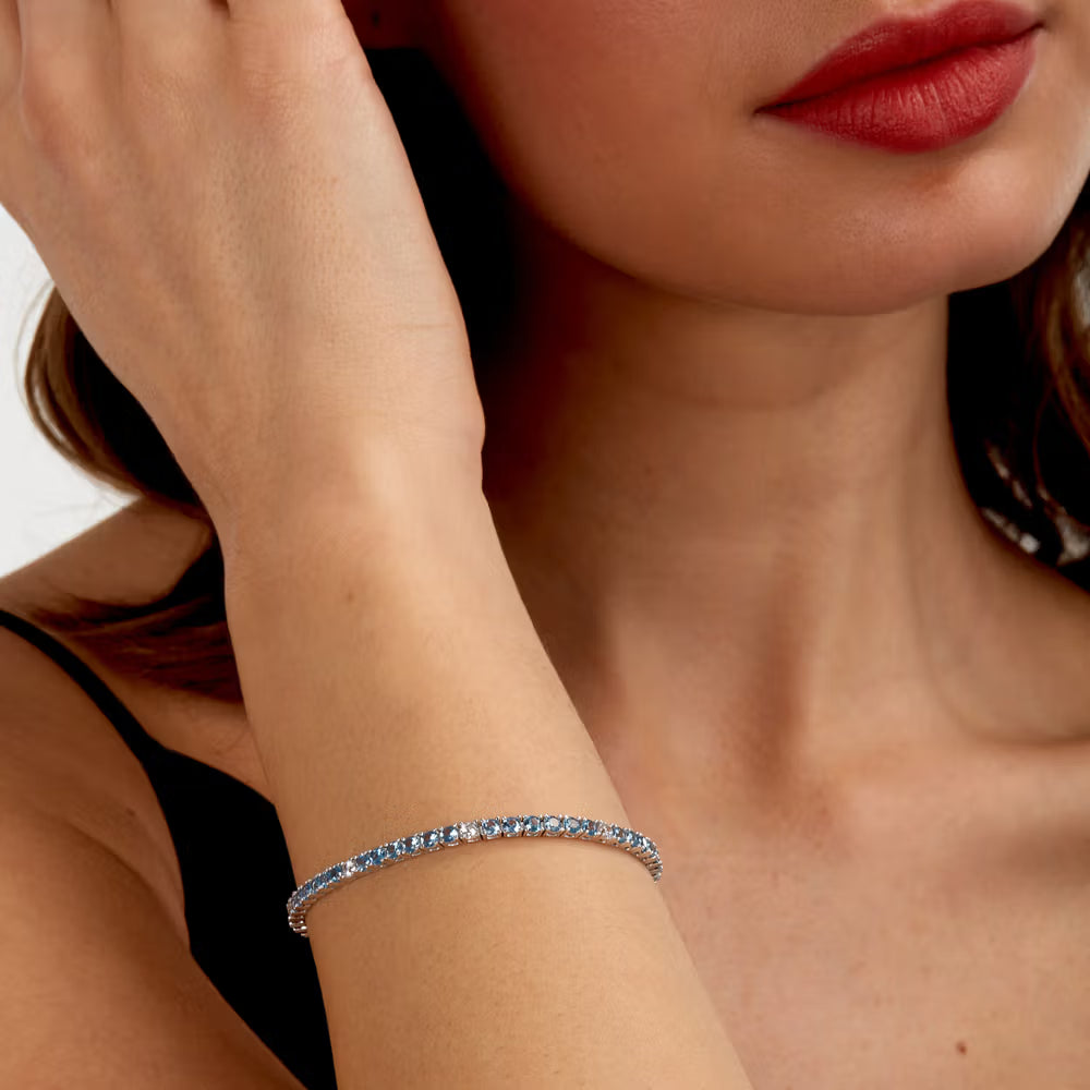 Bracciale Tennis Morellato Tesori Argento Zirconi Blu/Bianchi