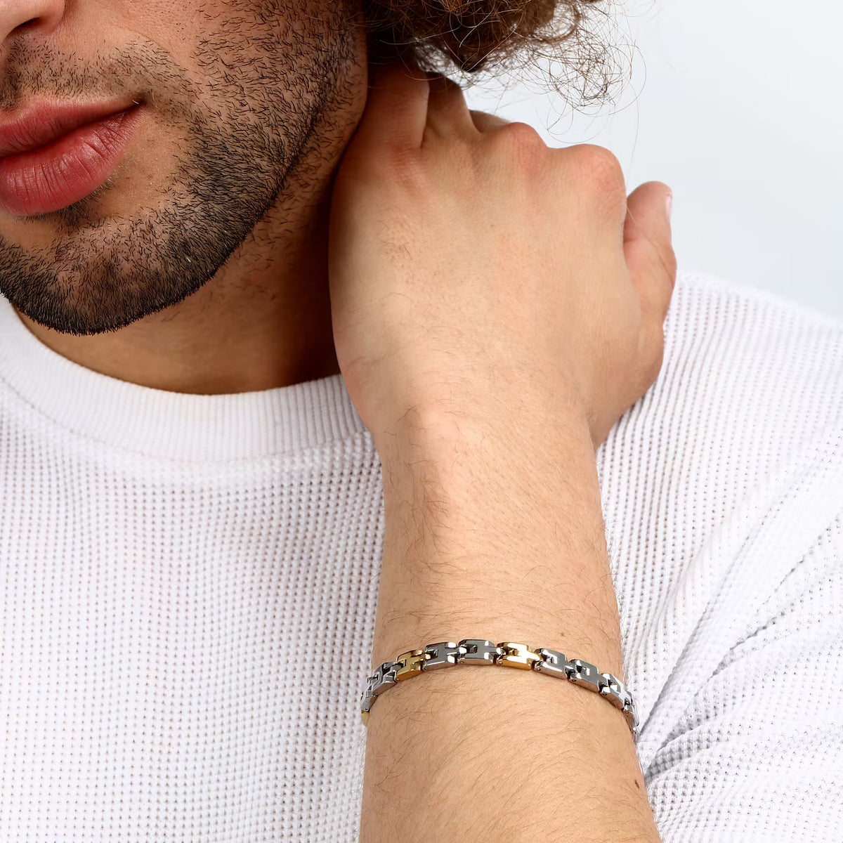 Bracciale Uomo Sector Basic Acciaio Maglia Modulare Con 3 Maglie Pvd Oro