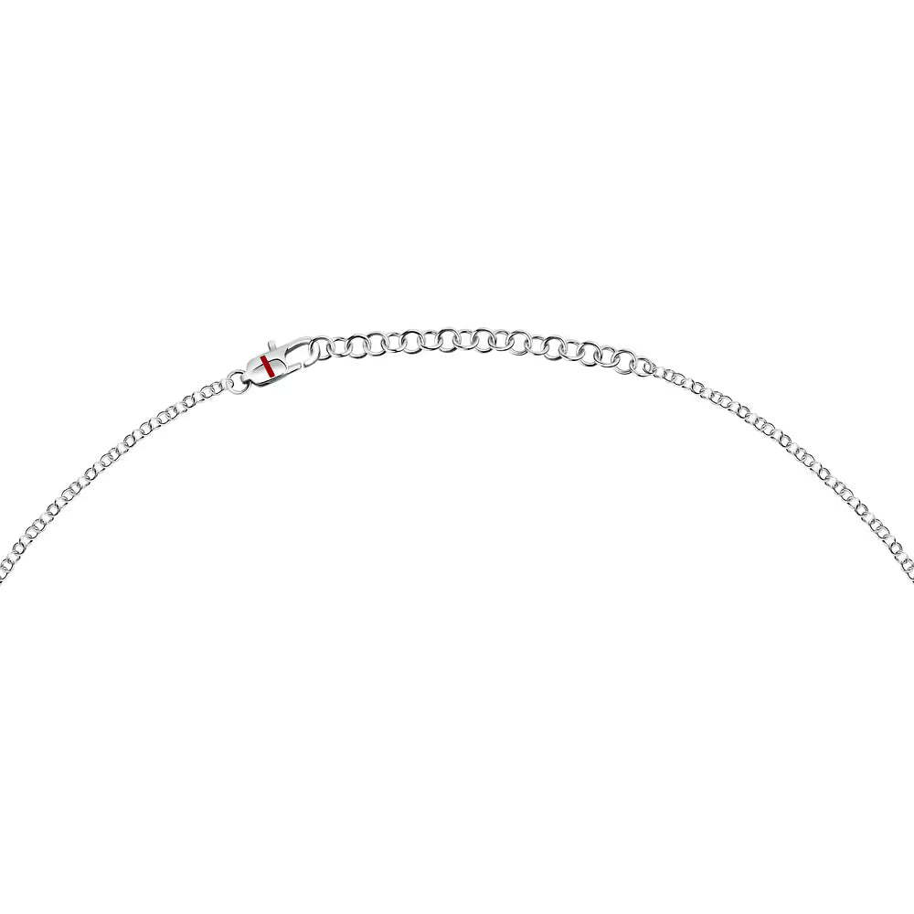 Collana Uomo Sector Spirit Acciaio Maglia Rolò Con Pendente Croce Smalto Nero