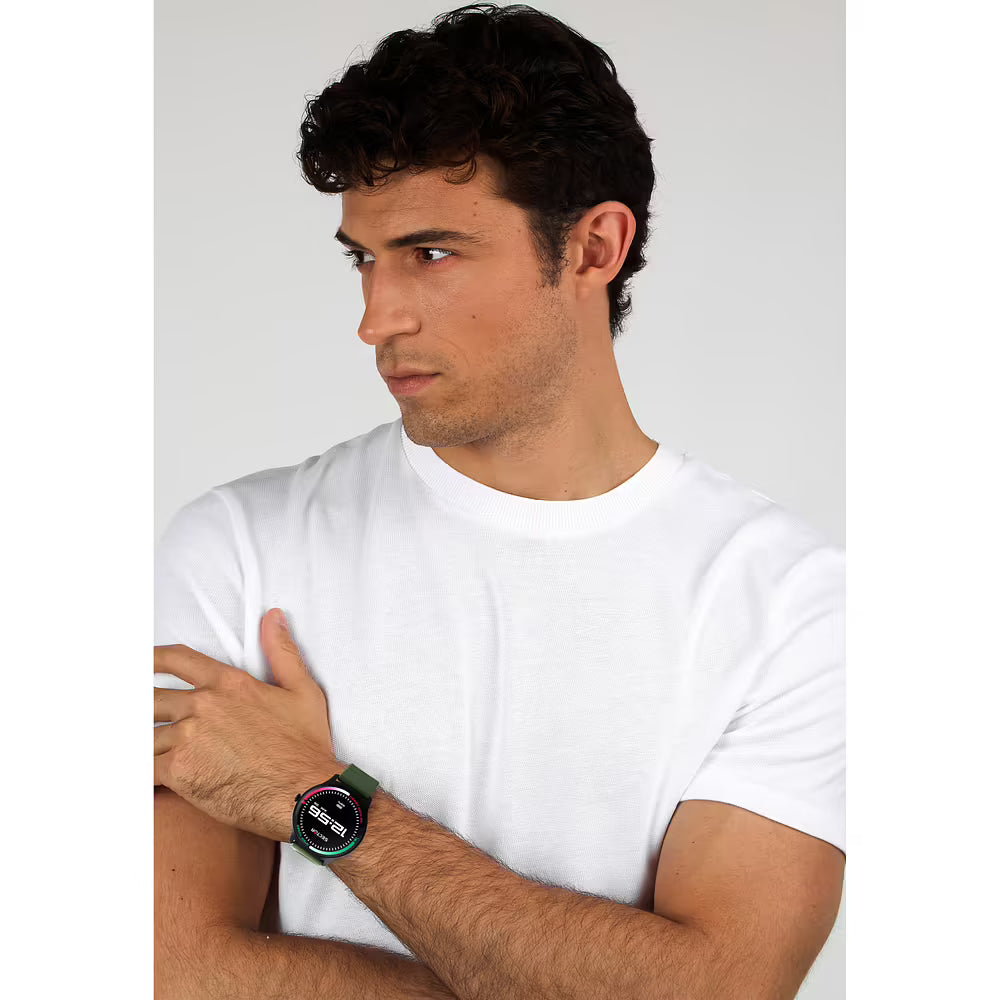 Orologio Sector S-06 Smart Digital Smartwatch Tondo Cassa Nera Cinturino Silicone Verde Oliva