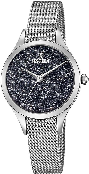 Orologio Festina Lady Acciaio 32 mm Braccialato Maglia Milanese Quadrante Nero/Glitter
