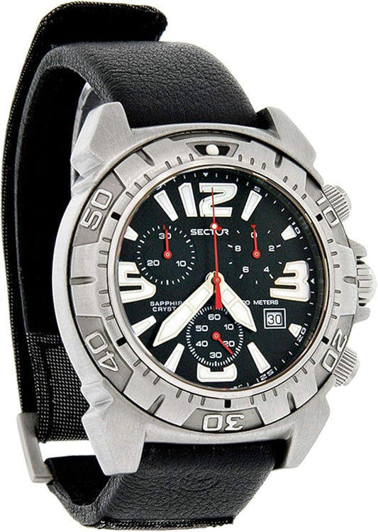 Orologio Sector Diver Chrono 44 mm Acciaio Cinturino Pelle Nera