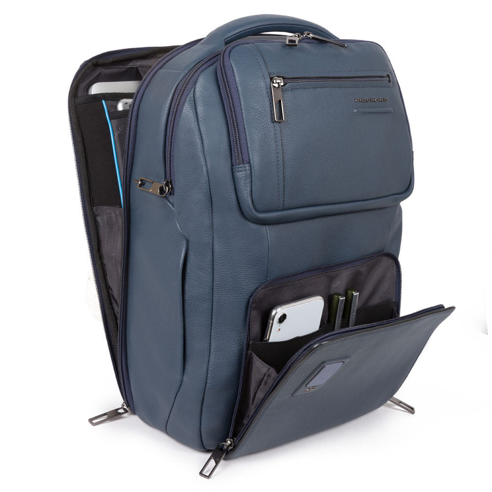 Zaini Piquadro Zaino Porta Pc Ipad In Pelle Blu