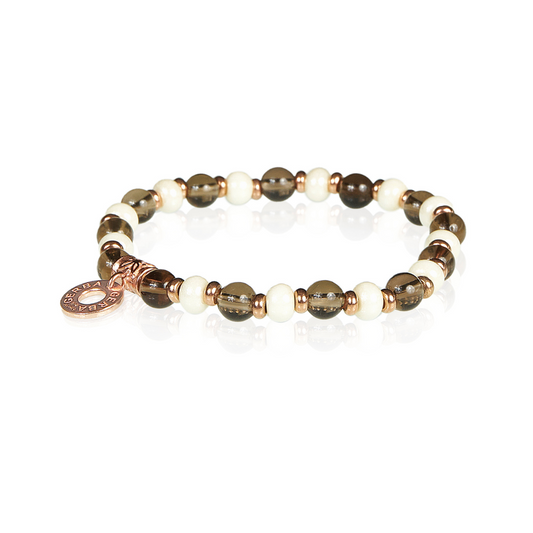 Bracciale Elasticizzato Gerba Mandy Argento Rosato Quarzo e Murrine Perlate