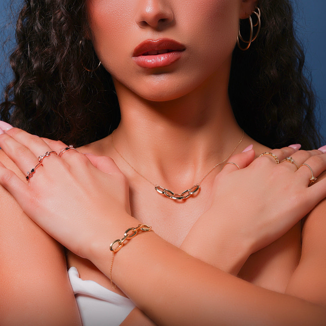 Bracciale Dana Anima Aurea Oro Giallo 9 Kt 5 Ovali Intrecciati