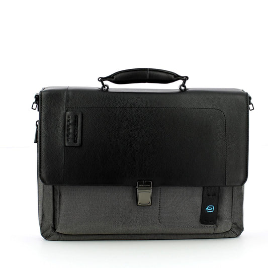 Borse Lavoro Piquadro Cartella Porta Pc Ipad In Tessuto Classy Pelle Nera