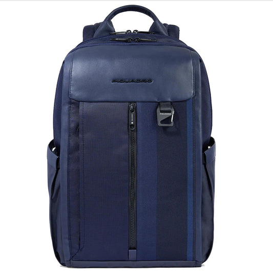 Zaini Piquadro Zaino Porta Pc Ipad in Tessuto Blu Inserti Pelle