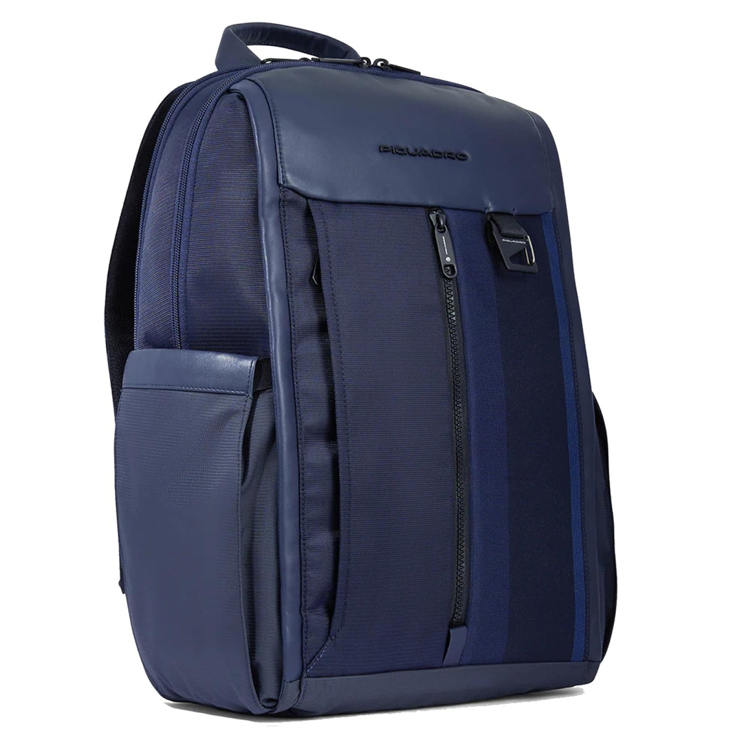 Zaini Piquadro Zaino Porta Pc Ipad in Tessuto Blu Inserti Pelle