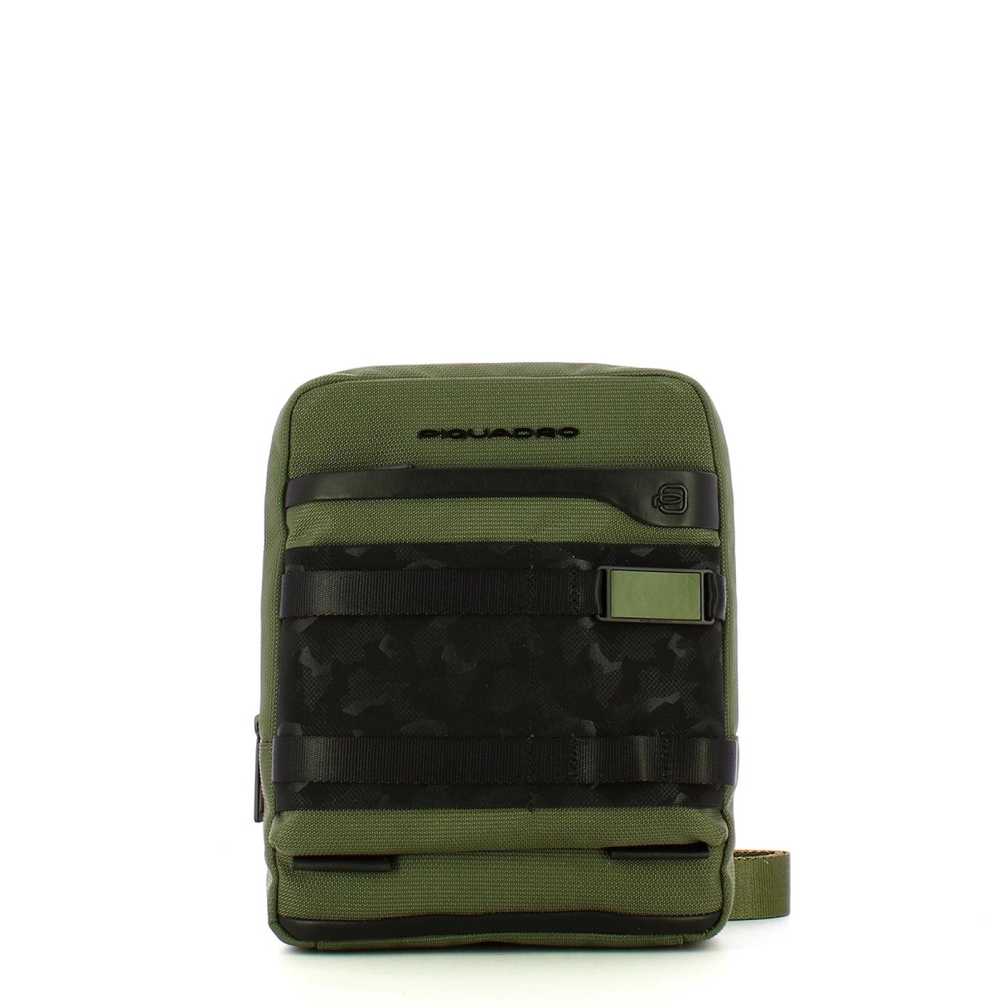 Borselli Piquadro Borsello Grande Porta Ipad Tessuto Verde Inserti Pelle Nera