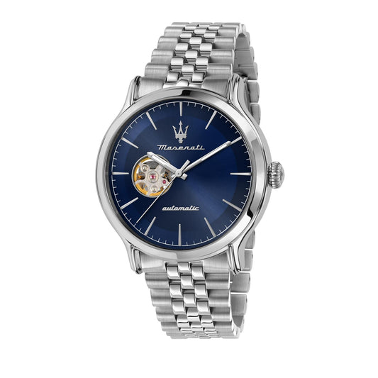 Orologio Maserati  Epoca Automatico 42 mm Acciaio Braccialato Blu Finestrella Scheletrata