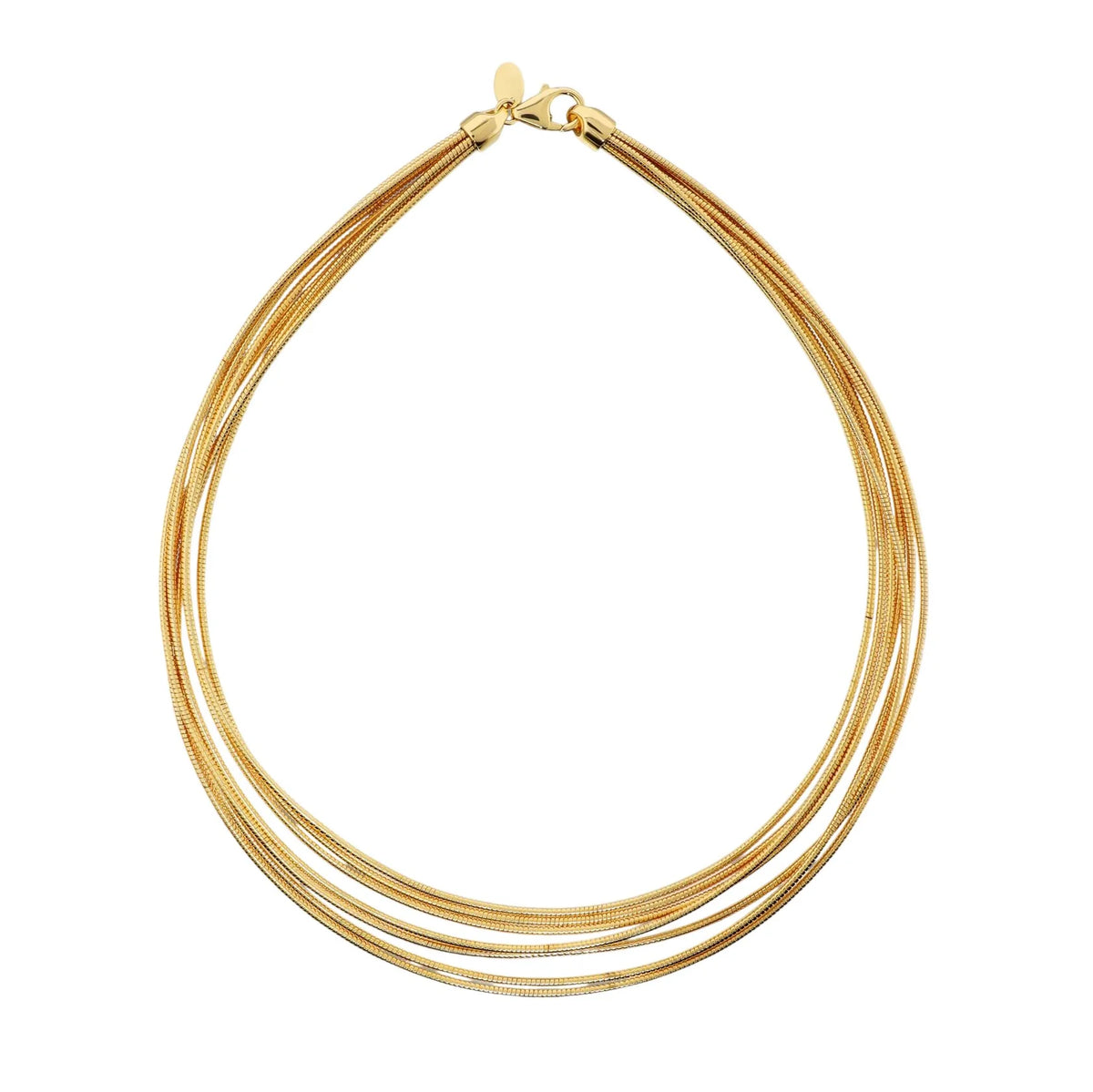 Collana Multifilo Etrusca Gioielli Lega Golden Placcata Oro Catene Tubogas,Regolabile