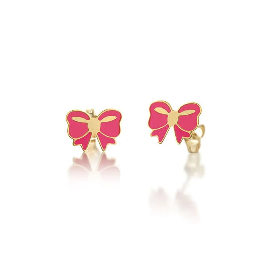 Orecchini Lobo Lebebé Prime Gioie Toys Oro 9 Kt Fiocco Smalto Rosa