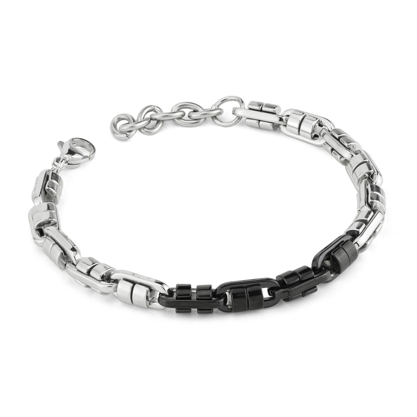 Bracciale Boccadamo Man Acciaio Pvd Nero Catena Maglia Cilindrica