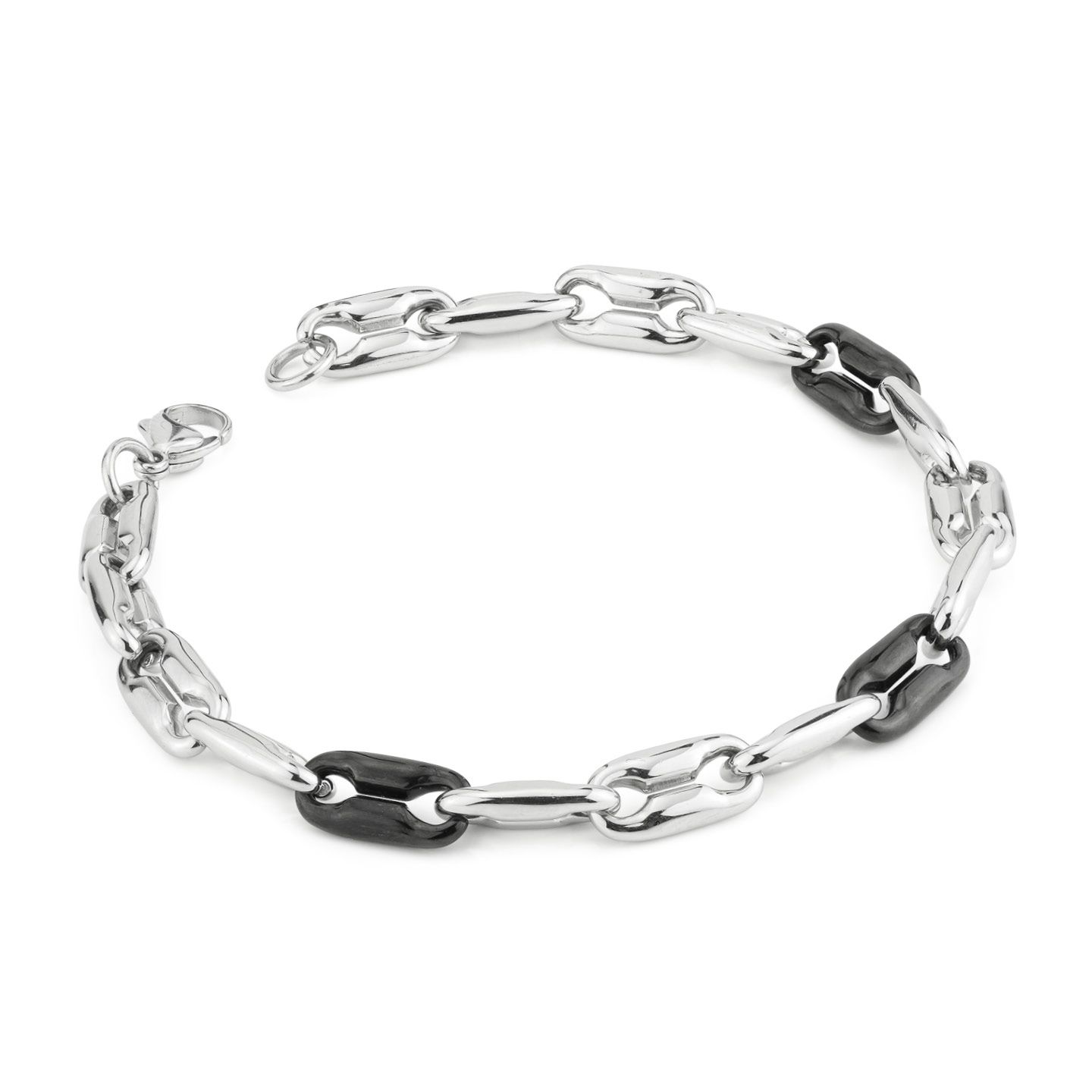 Bracciale Boccadamo Man Acciaio Pvd Nero Catena Maglia Marinara