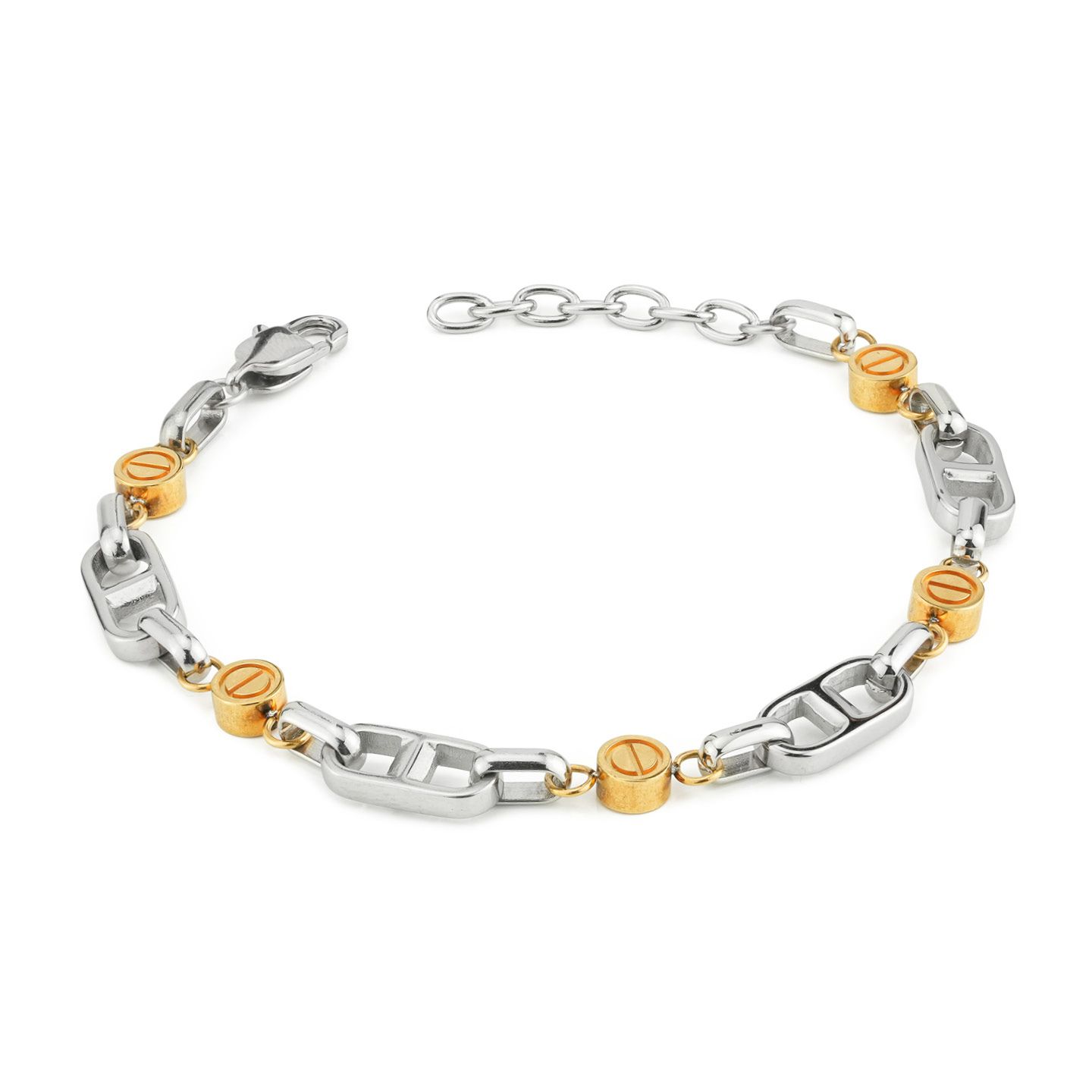 Bracciale Boccadamo Man Acciaio Maglie Intervallate Da Inserti Pvd Oro