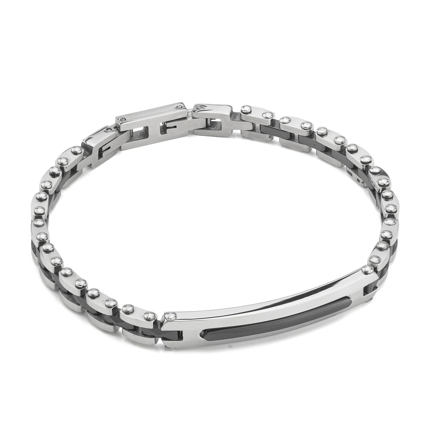 Bracciale Boccadamo Man Acciaio Inserti Pvd Nero