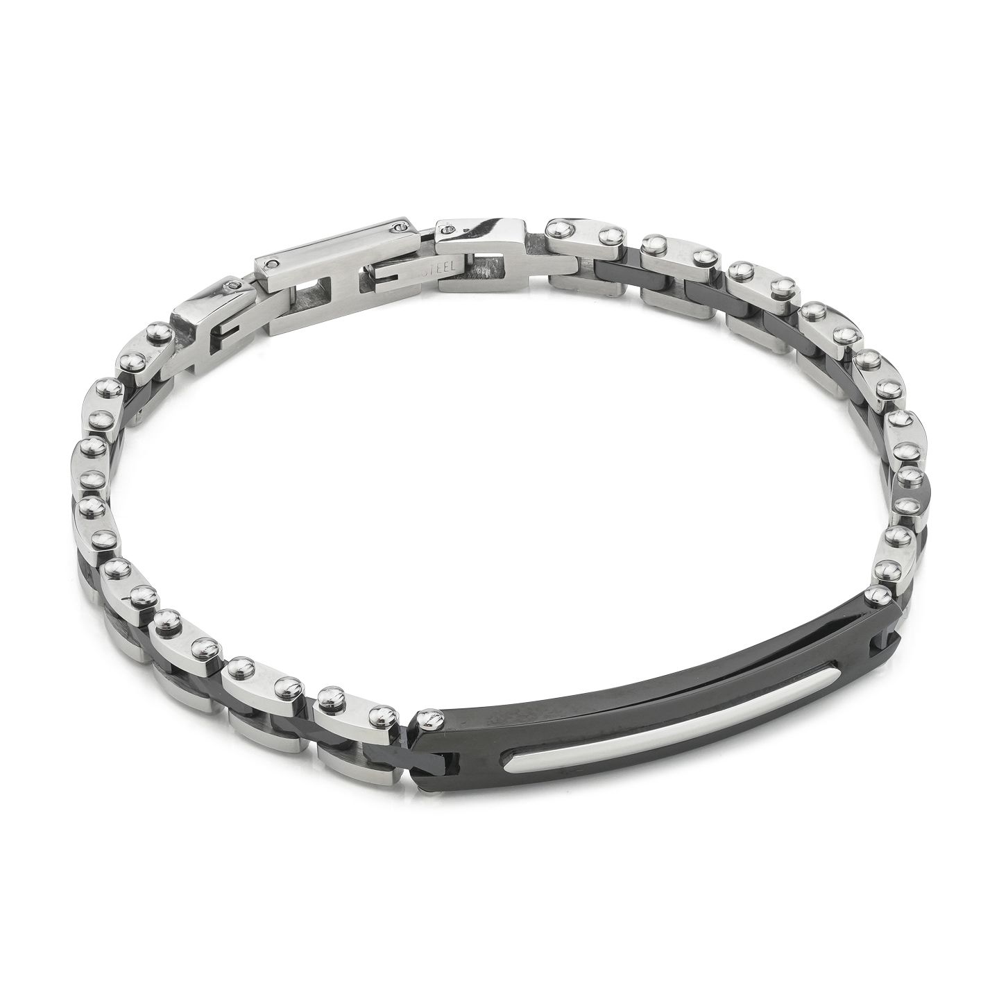 Bracciale Boccadamo Man Acciaio Pvd Nero Piastrina Centrale