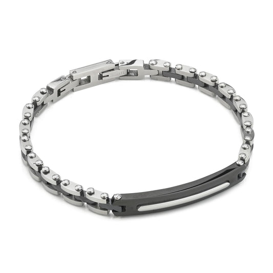 Bracciale Boccadamo Man Acciaio Pvd Nero Piastrina Centrale