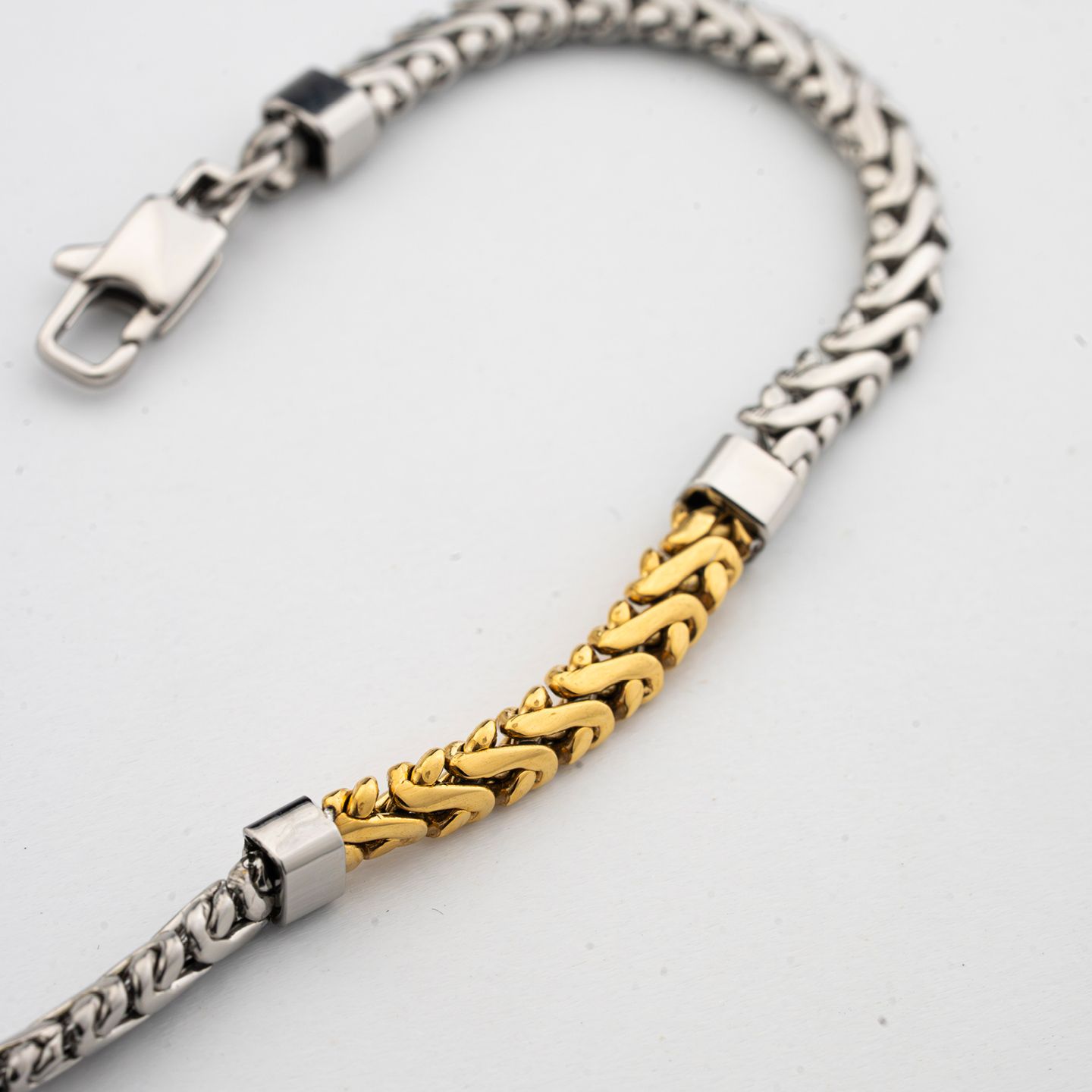 Bracciale Boccadamo Man Acciaio Maglia Spiga Parte Centrale Pvd Oro