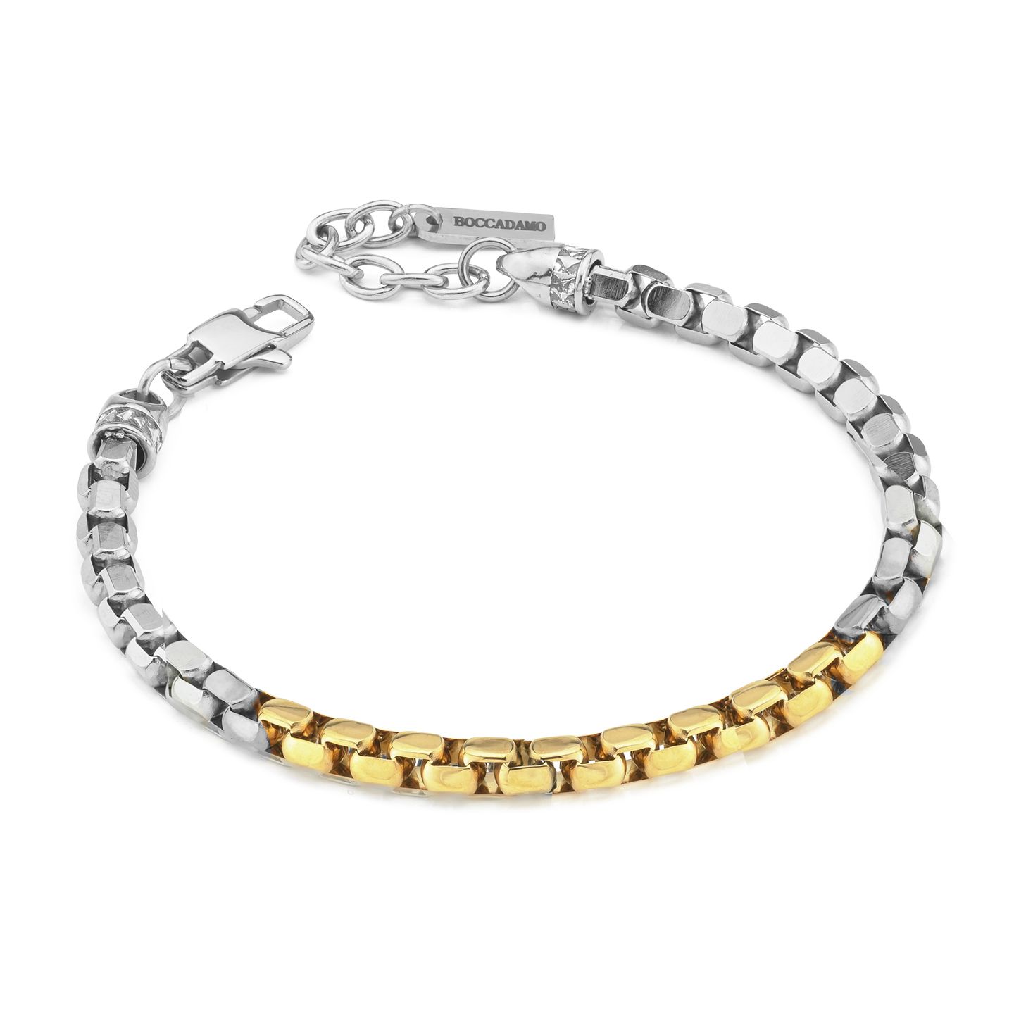 Bracciale Boccadamo Man Maglia Rolò Acciaio Parte Centrale Pvd Oro