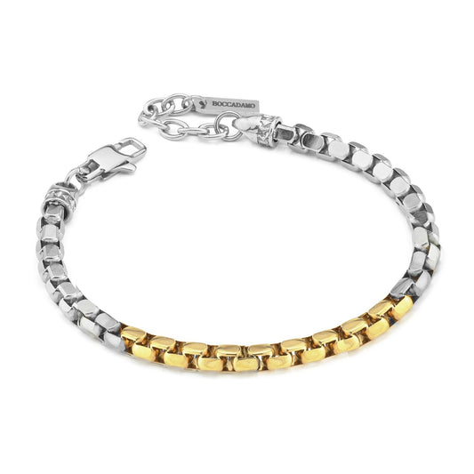 Bracciale Boccadamo Man Maglia Rolò Acciaio Parte Centrale Pvd Oro